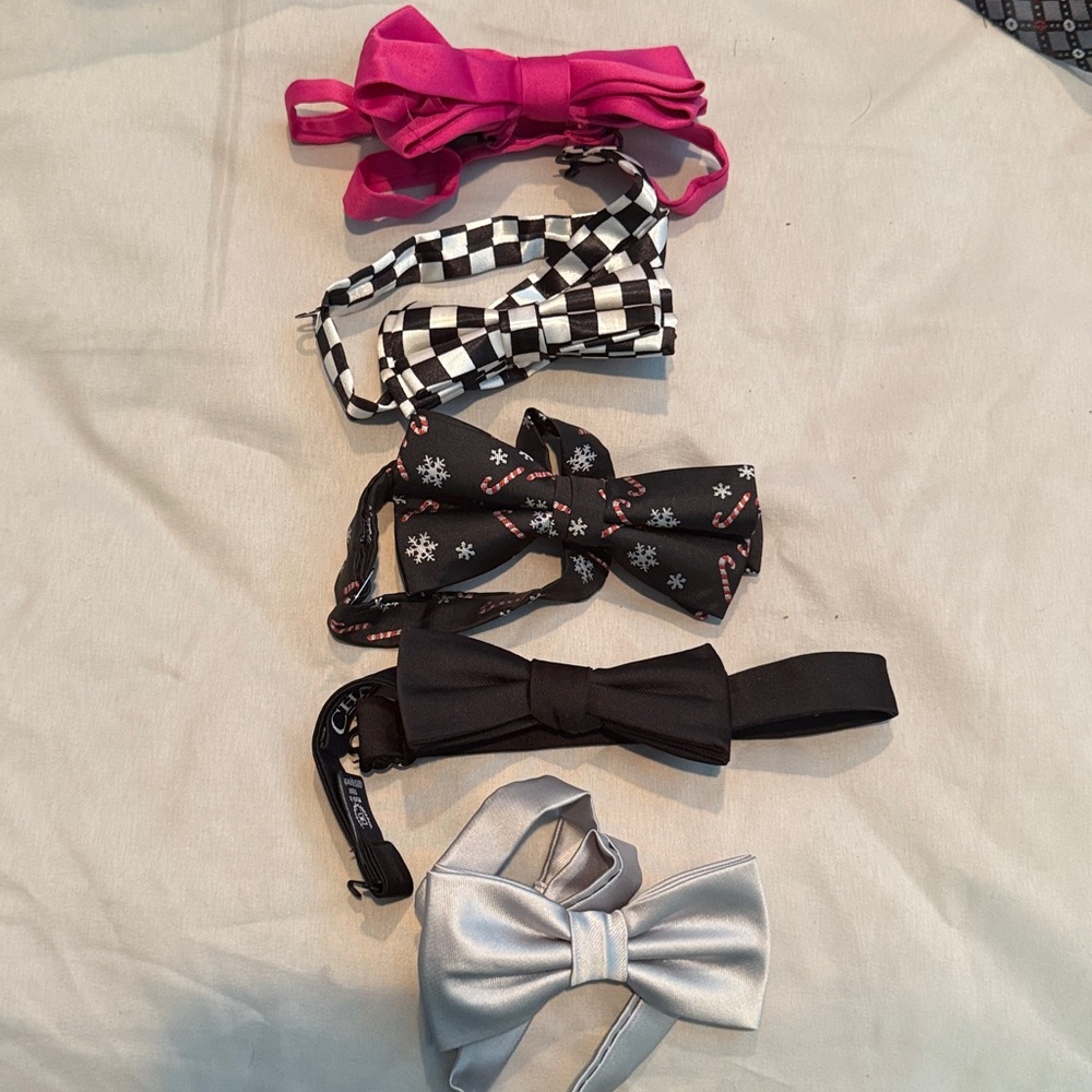 Stylish Kids Bow Tie Set - Black, Silver pink, Christmas, and Checkered
